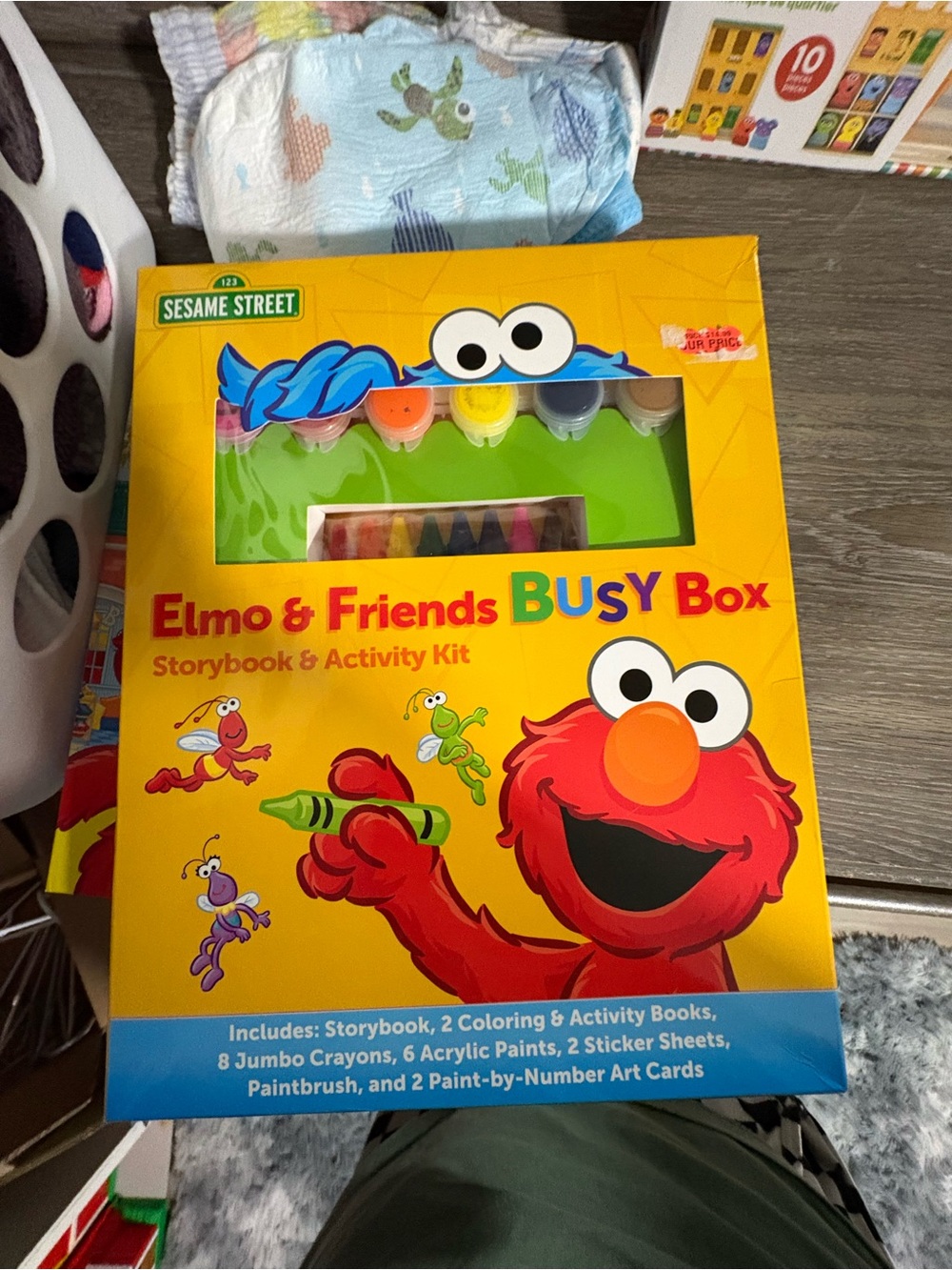 Sesame Street Elmo & Friends Busy Box - Bright Yellow with Red Elmo